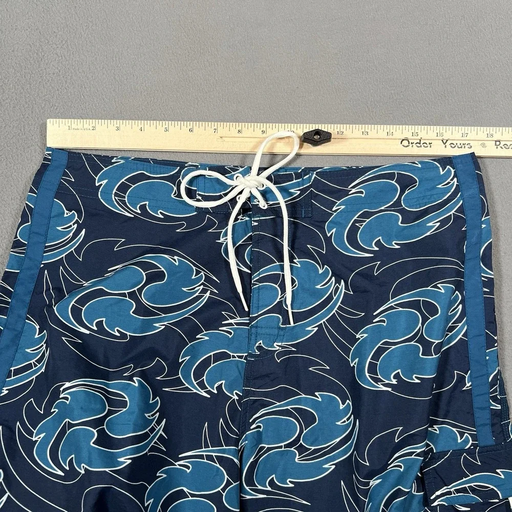Nike Board Shorts Mens 36 Blue Swirls Vintage Y2K AOP All Over Print Swim Trunks